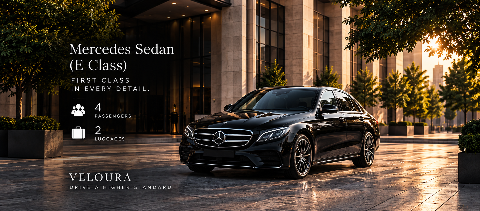Mercedes Sedan (E Class) luxury chauffeur vehicle in Melbourne